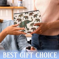 Ethnic Elephant Patterns Makeup Bag for Women Indian Elephants Cosmetic Pouch Travel Toiletry Bag - Image 7