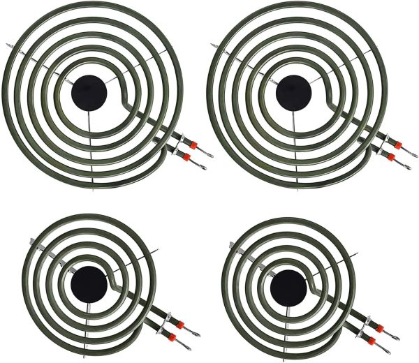 Upgraded MP22YA 4 Pack Electric Range Burner Element Unit Set, 2 x MP15YA 6" and 2 x MP21YA 8" Stove Burners Replacement for Kenmore, Hardwick, Maytag, Norge Whirlpool Electric Range Stove