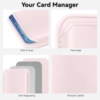Magnetic Mag-safe Wallet Cell Phone Card Holder for Phone Case with Mag-Safe, Stronger Magnetic RFID Leather Phone Wallet Stick on Series of iPhone 15/14/13/12 and Pro/Promax, Light Pink - Image 3