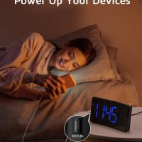 GOLOZA Projection Alarm Clock, Digital Clock with 180° Rotatable Projector, 3-Level Brightness Dimmer, Clear LED Display, USB Charger, Progressive Volume, 9mins Snooze,12/24H, for Bedroom - Image 4