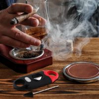 Cigar Cutter V Cut with Cigar Draw Enhancer 2 Cigar Holders, Stainless Steel Cigar Cutter, 3-in-1 Cigar Accessories, Father's Day Christmas Cigar Gifts, Cuts Up to 60 Gauge (Black-Red) - Image 7