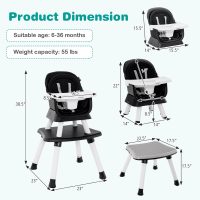 BABY JOY Baby High Chair, 8 in 1 Convertible Highchair for Babies & Toddlers | Booster Seat | Table and Chair Set | Building Block Table | Toddler Chair with Safety Harness, Removable Tray (Black) - Image 7