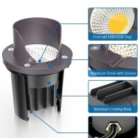 SUNVIE 12 Pack Low Voltage Landscape Lighting 12W LED Outdoor In-Ground Waterproof Shielded Well Lights Warm White Paver Lights with Wire Connectors for Pathway Garden Yard Fence Deck - Image 3