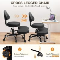 Cross Legged Office Chair, Criss Cross Desk Chair ADHD Meditation Kneeling Yoga Seat with Adjustable Height, Lumbar Support, Wider Footrest and Wheels (Black) - Image 4