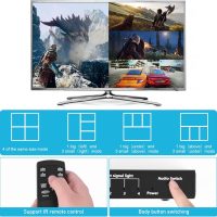 Tendak HDMI Multiviewer Switch 4x1, HDMI Quad Multi-Viewer with Seamless Switch, Split Screen,5 Display Modes,with IR Remote/Software/Push Button Selector for TV Security Camera, Gaming Consoles - Image 4