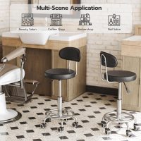 HOOBRO Height Adjustable Rolling Stool, 360° Rotating Drafting Chair, Multi-Purpose Office Desk Chair, Rolling Swivel Salon Stool Chair, for Barber Shop, Nail Salon, Office, Black SB01BY01G1 - Image 4