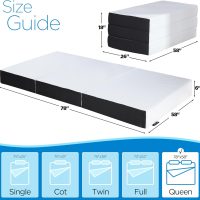 Folding Mattress Queen Size,6 inch Tri-fold Memory Foam Mattress Topper with Washable Cover, Non-Slip Bottom Guest Bed Queen Size, 78" x 58" x 6" - Image 2