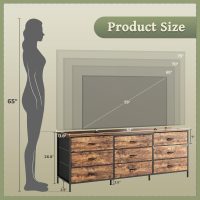 Huuger 63 Inch Dresser for Bedroom, Dresser for Closet with 9 Drawers, Large TV Stand for 55, 65, 70 Inch TV, Entertainment Center with Storage, Wide Long Chest of Drawers, Rustic Brown - Image 3