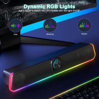 Computer Speakers - Wired USB Powered Bluetooth Computer Sound Bar with RGB & Volume Knob, HiFi Stereo Portable Gaming Sound Bar Speaker for Desktop Monitor, PC, Laptop, Tablets, Mac Air/Pro - Image 5