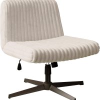 Techni Mobili Criss Cross Chair, Armless Extra Wide Office Desk Chair No Wheels, 26" Extra Large Padded Seat to Sit Cross Legged, Taupe - Image 3