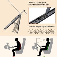 Car Laptop Mount Steering Wheel Tray Holder, Height Adjustable Car Desk for Laptop Computer Tablet, Foldable Portable Lap Laptop Stand for Car Vehicle Workstation Accessories Truck SUV Tesla - Image 3