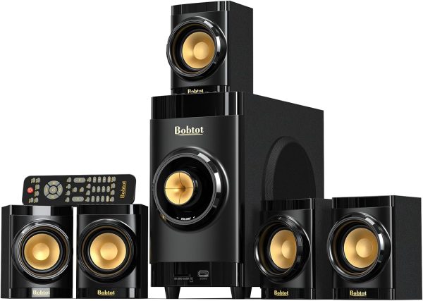 Bobtot Home Theater System Small 4" Subwoofer 200W 5.1/2.1 Channel Surround Sound System with HDMI ARC Optical Bluetooth Input