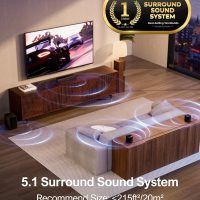 ULTIMEA 5.1 Sound Bar with Virtual Surround Sound System for TV, Sound Bar for Smart TV with 2 Surround Speakers for Home Theater, App Control, Wired Subwoofer, Peak Power 250W, Opt/AUX/BT, Aura A30 - Image 2