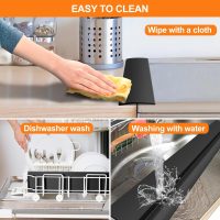 FLSEPAMB Silicone Stove Gap Covers, 2 Pack Heat Resistant Oven Gap Filler Seals Gaps with Anti-Slip Mirror Base, Stain Resistant Stove Counter Gap Cover Silicone Strips Between Stovetop and Counter - Image 5