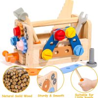 TONZE Kids Tool Set with Apron, Wooden Toddler Tool Bench Montessori Toys for 2+Year Old 39 PCS Educational STEM Construction Toys for Ages 2-4 Pretend Play Toddler Toys 3 4 5 Year Old Birthday Gift - Image 8