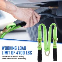 V-Bridle Strap 2" x 4' w/Snap Hooks/Cordura Sleeve and Axle Strap, D Ring Middle, 4700 lbs Capacity Heavy-Duty Tow Straps for UTV ATV Truck Car Tractor SUV - Image 4
