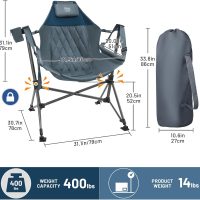TIMBER RIDGE Hammock Camping Chair, Oversized Swinging Chair with Adjustable Back and Seat Height, Portable Folding Rocking Camping Chair for Outdoor Lawn, Backyard and Patio, Supports 400lbs - Image 3