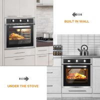 Wall Ovens 24 inch Electric, AMZCHEF 24 inch Wall Oven, 2200w Single Wall Oven with 6 Cooking Modes, 2.5 Cu.Ft. Electric Wall Oven, Convection Oven with Mechanical Knobs Control, Stainless Steel - Image 5