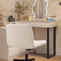 YISUN Waterproof Criss Cross Chair Cover, Stretch Armless Chair Slipcover Washable Removable Office Desk Chair Covers, Mid Back Wide Seat Accent Chairs Cover Vanity Chair Protector (Beige) - Image 8