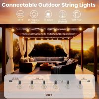 RTTY Outdoor String Lights 50ft, G40 Led Patio Globe Lights with 26pcs Plastic Bulbs, Shatterproof Waterproof Connectable Hanging for Porch Cafe Bistro Backyard Gazebo Balcony Deck Party - Image 2