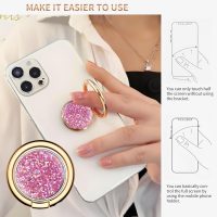 Cell Phone Ring Holder, Cute Metal Phone Grip Stand Finger Ring Kickstand, Flexible 360°Rotation Phone Tablet Case Accessories Compatible with Most Phones Glitter Pink Pattern - Image 4