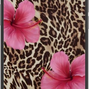 Cute Pink Hibiscus Flowers Leopard Cheetah Print Aesthetic Phone Case for iPhone 14 & iPhone 13 Case for Women Girls -6.1Inch