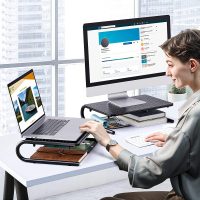 Monitor Stand Riser, Monitor Riser, Laptop Stand for Desk, Laptop Riser, Desk Organizer for Monitor, Laptop Shelf w/Vented for Screen, Computer Stand for Laptop, PC, Printer, for Home & Office - Image 5