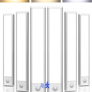 6-Pack Under Cabinet Lighting Wireless, LED Motion Sensor Light Indoor, Rechargeable Closet Lights Battery Operated, Dimmable & 3 Color Temps, Under Counter Lights for Kitchen, Stairs (8inch)