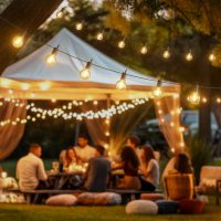 Outdoor String Lights 25 Feet G40 LED Patio Lights, Plug-in, 13 Plastic Edison Bulbs(1 Spare), Waterproof Connectable Hanging Light for Backyard Porch Balcony Party Decor, E12 Base, Black - Image 6