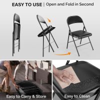 VINGLI 10 Pack Folding Chairs with Padded Seats, Metal Frame with Pu Leather Seat & Back, Capacity 350 lbs, Black - Image 9