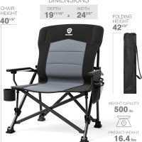 EVER ADVANCED Oversized Folding Camping Chair for Adults with Adjustable Lumbar Support, Heavy Duty Chair with Side Pockets, Portable Collapsible Quad Chair for Outside - Image 8
