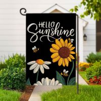 Hello Sunshine Spring Summer Garden Flag Double Sided Sunflower Daisy Bees House Flag Outdoor Seasonal Decorations for Yard Patio Porch 12 X 18 Inches - Image 4