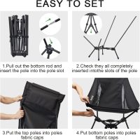G4Free 2 Pack Folding Lightweight Camp Chair High Back Camping Chair Backpacking Chair Heavy Duty 330lbs with Headrest Pocket Black - Image 7
