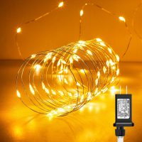 Minetom Fairy Lights Plug in, 33Ft 100 LEDs Waterproof Silver Wire Firefly Lights, Adaptor Included, Starry String Lights for Wedding Indoor Outdoor Christmas Patio Garden Decoration, Warm White - Image 8