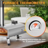 12” Portable Wood Fired Pizza Oven - Stainless Steel Pellet Pizza Stove with Rotating Stone for Outdoor Cooking, Backyard & Camping - Image 7