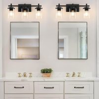 3-Lights Bathroom Vanity Light Fixtures, Modern Black Vanity Lights Over Mirror with Clear Glass Shade for Bathroom, Wall Mounted Lamp for Bedroom Hallway Living Room - Image 3