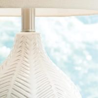 Signature Design by Ashley Rainermen 20" Modern Herringbone Ceramic Table Lamp, Off White - Image 6