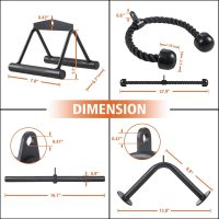SERTT Workout Cable Machine Attachment for Home Gym, LAT Pulldown Attachments, Cable Accessories for Weight Training, Straight Pull Down Bar, Tricep Rope, Double D Row Handle, V-Shaped Bar - Image 2