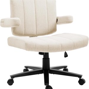 Criss Cross Wheeled Chair - Adaptable Comfort for Every Need, High-Backed, with Adjustable Wide Armrests, Anti-Skid Fabric Upholstery, and a Sleek Modern Aesthetic for Home Office Use