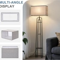Rectangular Lamp Shades Set of 2, 16"L x 8"W x 10"H Large Lamp Shade, Gray Lampshades for Floor Lamps Table Lamps, Natural Linen Hand Crafted, Spider, Harp Holders Included, Easy Assembly Required - Image 4