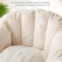 MAXYOYO Giant Bean Bag Chair, Oversized Bean Bag Couch for Adults and Kids, Faux Fur Shell-Shaped Large Chair with Filler, Stuffed Big Accent Sofa Lounge Floor Sofa for Gaming, Reading, Beige - Image 8