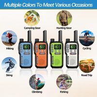 Walkie Talkies Long Range For Adults,Rechargeable 22 FRS NOAA Family Walky Talky 2 Way Radio Walkie Talkies With Earpiece 1500mAh Battery VOX Flashlight Type-C Charging For Camping Hiking Cruise,4Pack - Image 8