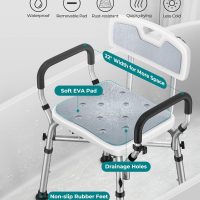 VFAUOSIT Shower Chair for Elderly and Disabled, 550 lbs Shower Chair for Inside Shower with Arms and Back, 6-Height Adjustable Shower Seats for Adults, Bath Chairs for Seniors Inside Tub - Image 3