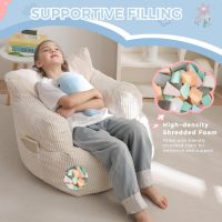 MAXYOYO Kids Bean Bag Chair, Stuffed Toddler Bean Bag Sofa with Filler Bean Bag Chair for Boys and Girls, Lazy Sofa with Pocket Floor Chair for Gaming, Reading, Beige - Image 3