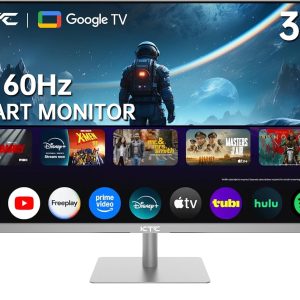 KTC 32 Inch 4K Smart Monitor with Google TV System UHD 3440x2560P Hey Google Voice Remote Netflix Licensed Dolby Audio HDR KVM Technology WiFi Bluetooth 65W PD Type C Fast Charger VESA Support