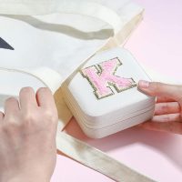 Travel Jewelry Case, Jewelry Organizer Box, Jewelry Organizer Jewelry Travel Organizer Small Jewelry Organizer Ring Organizer Necklace Organizer Earring Organizer Box-Letter P, White - Image 4