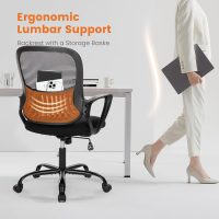 Sweetcrispy Ergonomic Mid-Back Mesh Home Office Desk Chair with Wheels, Lumbar Support, and Comfortable Armrests for Home, Bedroom, Study, Office - Image 7