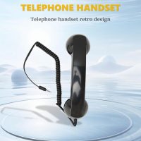 Jiawu Vintage Retro Telephone Handset, Cell Phone Receiver MIC Microphone Speaker for Cellphone, Smartphone and Computers, Old Telephone Headse with 3.5 mm Socket (Black) - Image 2
