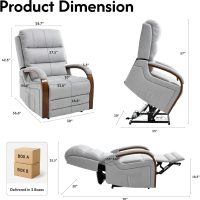 FLEXISPOT Dual Motor Power Lift Recliner Chair for Elderly, Electric Lay Flat Reclining Chair with Massage & Heat, Side Pockets, Fabric Single Sofa for Living Room,Light Gray - Image 3
