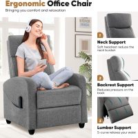 DUMOS Recliner Chair for Adults, Massage Reclining Chair for Living Room, Adjustable Home Theater Seating Single Sofa with Padded Seat Backrest and Footrest, Linen, Grey - Image 5
